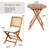 Image of Costway Outdoor Furniture 3 PCS Patio Folding Wooden Bistro Set Cushioned Chair by Costway