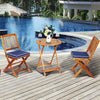 Image of Costway Outdoor Furniture 3 PCS Patio Folding Wooden Bistro Set Cushioned Chair by Costway