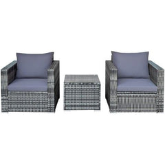 Costway Outdoor Furniture 3 Pcs Patio Rattan Furniture Bistro Set with Cushioned Sofa by Costway 6499852725300 57826031