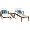 Image of Costway Outdoor Furniture 3 Pcs Portable Patio Cushioned Rattan Lounge Chair Set with Folding Table by Costway