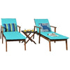 Image of Costway Outdoor Furniture 3 Pcs Portable Patio Cushioned Rattan Lounge Chair Set with Folding Table by Costway