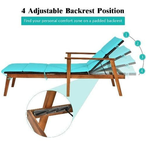 Costway Outdoor Furniture 3 Pcs Portable Patio Cushioned Rattan Lounge Chair Set with Folding Table by Costway