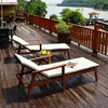 Image of Costway Outdoor Furniture 3 Pcs Portable Patio Cushioned Rattan Lounge Chair Set with Folding Table by Costway