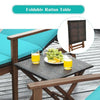 Image of Costway Outdoor Furniture 3 Pcs Portable Patio Cushioned Rattan Lounge Chair Set with Folding Table by Costway