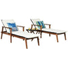 Image of Costway Outdoor Furniture 3 Pcs Portable Patio Cushioned Rattan Lounge Chair Set with Folding Table by Costway