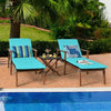 Image of Costway Outdoor Furniture 3 Pcs Portable Patio Cushioned Rattan Lounge Chair Set with Folding Table by Costway