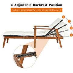 3 Pcs Portable Patio Cushioned Rattan Lounge Chair Set with Folding Table by Costway