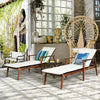 Image of Costway Outdoor Furniture 3 Pcs Portable Patio Cushioned Rattan Lounge Chair Set with Folding Table by Costway