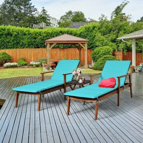 Costway Outdoor Furniture 3 Pcs Portable Patio Cushioned Rattan Lounge Chair Set with Folding Table by Costway