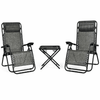 Image of 3 Pieces Folding Portable Zero Gravity Reclining Lounge Chairs Table Set SKU: 19632874