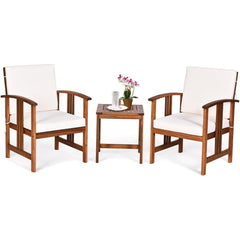 3PC Solid Wood Outdoor Patio Sofa Furniture Set by Costway