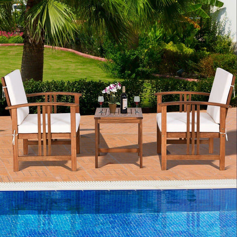 Costway Outdoor Furniture 3PC Solid Wood Outdoor Patio Sofa Furniture Set by Costway 3PC Solid Wood Outdoor Patio Sofa Furniture Set by Costway 96523140