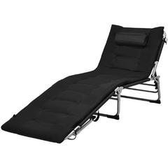 4-Fold Oversize Padded Folding Lounge Chair with Removable Soft Mattress by Costway