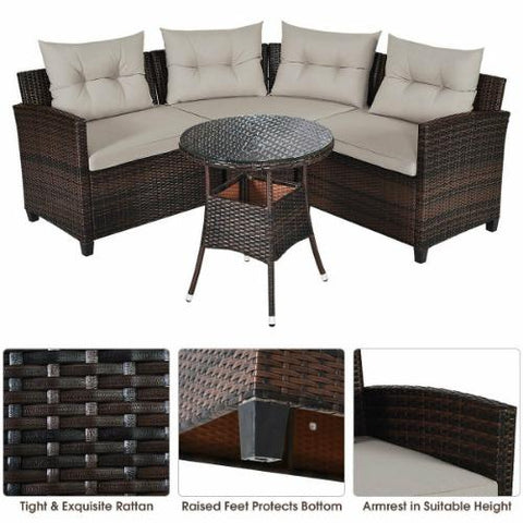 Costway Outdoor Furniture 4 Pcs Furniture Patio Set Outdoor Wicker Sofa Set by Costway 4 Pcs Furniture Patio Set Outdoor Wicker Sofa Set by Costway 21935806