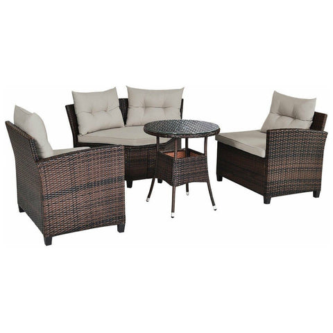 Costway Outdoor Furniture 4 Pcs Furniture Patio Set Outdoor Wicker Sofa Set by Costway 4 Pcs Furniture Patio Set Outdoor Wicker Sofa Set by Costway 21935806