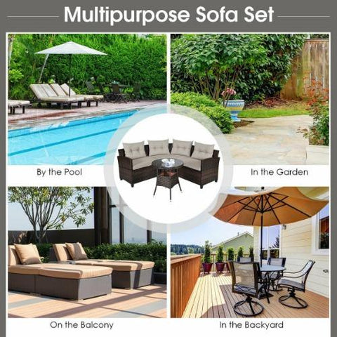 Costway Outdoor Furniture 4 Pcs Furniture Patio Set Outdoor Wicker Sofa Set by Costway 4 Pcs Furniture Patio Set Outdoor Wicker Sofa Set by Costway 21935806