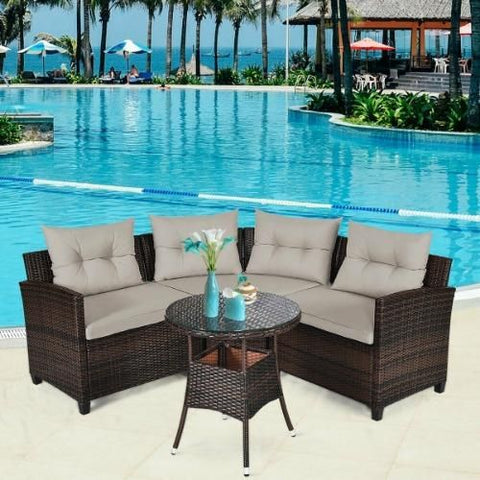 Costway Outdoor Furniture 4 Pcs Furniture Patio Set Outdoor Wicker Sofa Set by Costway 4 Pcs Furniture Patio Set Outdoor Wicker Sofa Set by Costway 21935806