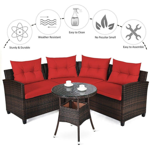 Costway Outdoor Furniture 4 Pcs Furniture Patio Set Outdoor Wicker Sofa Set by Costway 4 Pcs Furniture Patio Set Outdoor Wicker Sofa Set by Costway 21935806