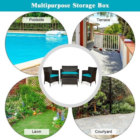 Costway Outdoor Furniture 4 Pcs Patio Rattan Conversation Set Outdoor Wicker Furniture Set by Costway