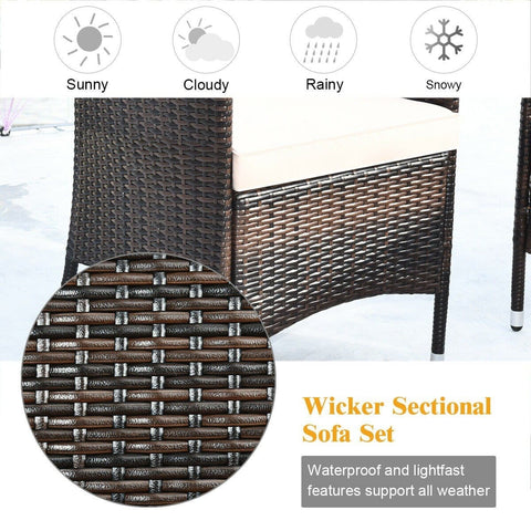 Costway Outdoor Furniture 4 Pcs Patio Rattan Conversation Set Outdoor Wicker Furniture Set by Costway