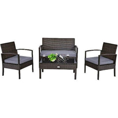 4 PCS Patio Rattan Cushioned Furniture Set by Costway