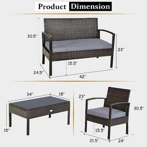 Costway Outdoor Furniture 4 PCS Patio Rattan Cushioned Furniture Set by Costway 4 PCS Patio Rattan Cushioned Furniture Set by Costway SKU# 47132658