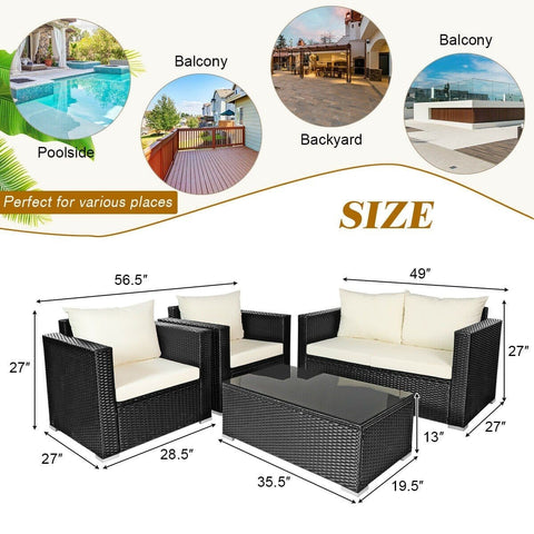 Costway Outdoor Furniture 4 Pcs Patio Rattan Cushioned Furniture Set by Costway 4 Pcs Patio Rattan Cushioned Furniture Set by Costway SKU# 69184750