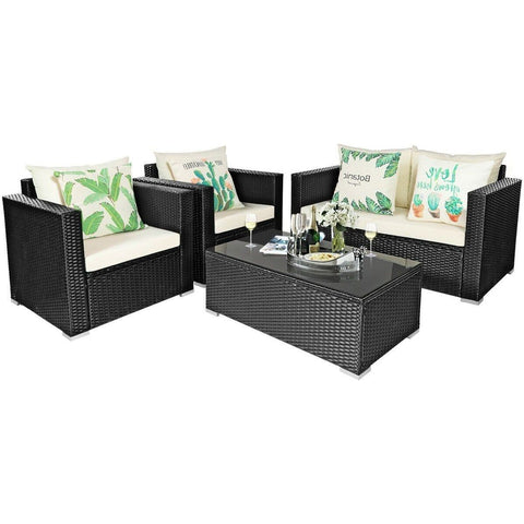 Costway Outdoor Furniture 4 Pcs Patio Rattan Cushioned Furniture Set by Costway 4 Pcs Patio Rattan Cushioned Furniture Set by Costway SKU# 69184750