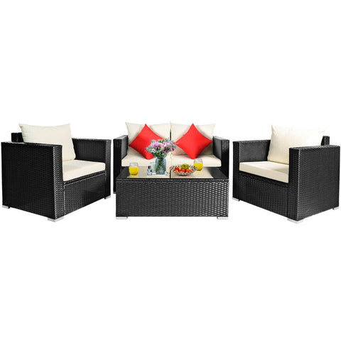 Costway Outdoor Furniture 4 Pcs Patio Rattan Cushioned Furniture Set by Costway 4 Pcs Patio Rattan Cushioned Furniture Set by Costway SKU# 69184750