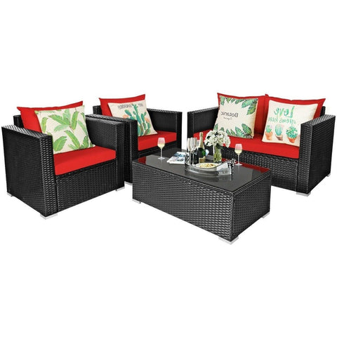 Costway Outdoor Furniture 4 Pcs Patio Rattan Cushioned Furniture Set by Costway 4 Pcs Patio Rattan Cushioned Furniture Set by Costway SKU# 69184750