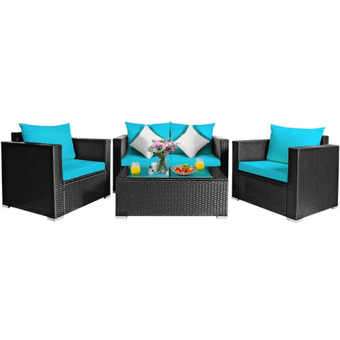 Costway Outdoor Furniture 4 Pcs Patio Rattan Cushioned Furniture Set by Costway 4 Pcs Patio Rattan Cushioned Furniture Set by Costway SKU# 69184750