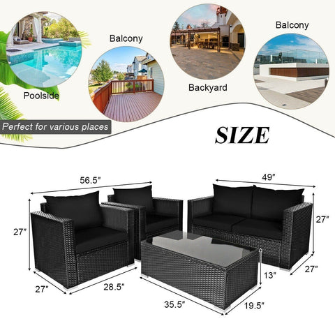 Costway Outdoor Furniture 4 Pcs Patio Rattan Cushioned Furniture Set by Costway 4 Pcs Patio Rattan Cushioned Furniture Set by Costway SKU# 69184750