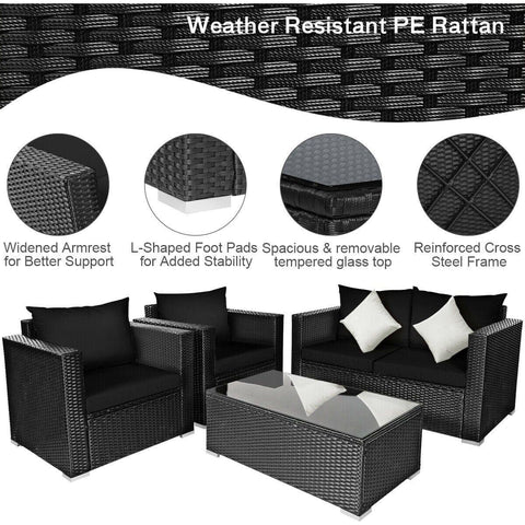 Costway Outdoor Furniture 4 Pcs Patio Rattan Cushioned Furniture Set by Costway 4 Pcs Patio Rattan Cushioned Furniture Set by Costway SKU# 69184750