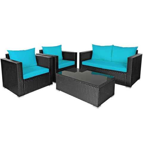 Costway Outdoor Furniture 4 Pcs Patio Rattan Cushioned Furniture Set by Costway 4 Pcs Patio Rattan Cushioned Furniture Set by Costway SKU# 69184750