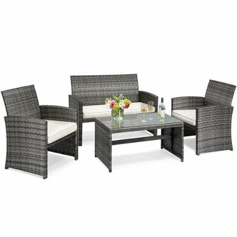 Costway Outdoor Furniture 4 PCS Patio Rattan Furniture Set by Costway 4 PCS Patio Rattan Furniture Set by Costway SKU# 13890462