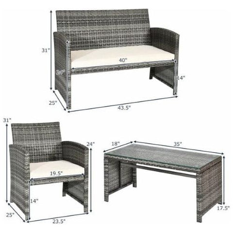 Costway Outdoor Furniture 4 PCS Patio Rattan Furniture Set by Costway 4 PCS Patio Rattan Furniture Set by Costway SKU# 13890462