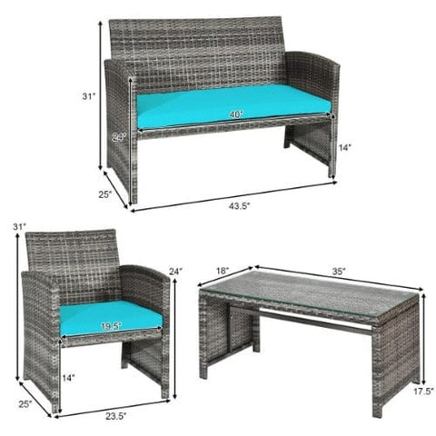 Costway Outdoor Furniture 4 PCS Patio Rattan Furniture Set by Costway 4 PCS Patio Rattan Furniture Set by Costway SKU# 13890462