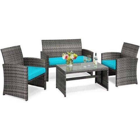 Costway Outdoor Furniture 4 PCS Patio Rattan Furniture Set by Costway 4 PCS Patio Rattan Furniture Set by Costway SKU# 13890462