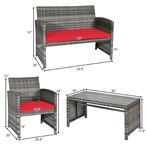 Costway Outdoor Furniture 4 PCS Patio Rattan Furniture Set by Costway 4 PCS Patio Rattan Furniture Set by Costway SKU# 13890462