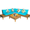 Image of Costway Outdoor Furniture 4 PCS Patio Rattan Furniture Set with Wooden Side Table by Costway