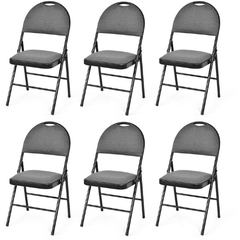 6 Pack Folding Chairs Portable Padded Office Kitchen Dining Chairs by Costway