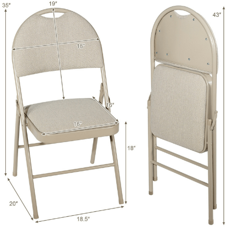 6 Pack Folding Chairs Portable Padded Office Kitchen Dining Chairs by Costway SKU# 82130574