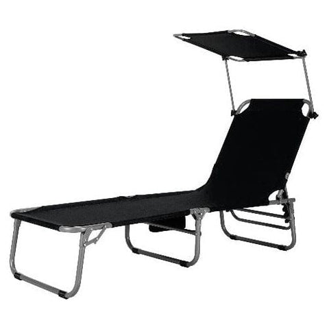 Adjustable Outdoor Recliner Chair with Canopy Shade SKU: 90216537