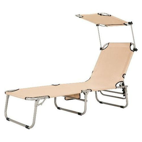 Adjustable Outdoor Recliner Chair with Canopy Shade SKU: 90216537