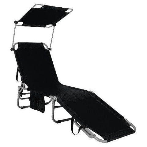 Adjustable Outdoor Recliner Chair with Canopy Shade SKU: 90216537