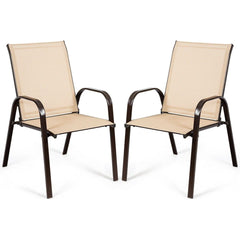 Costway Outdoor Furniture Beige 2 Pcs Patio Chairs Outdoor Dining Chair with Armrest by Costway 7461758041418 81926753-Be