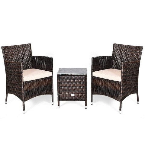 Costway Outdoor Furniture Beige 3 Pcs Patio Furniture Set Outdoor Wicker Rattan Set By Costway 190431147709 03548729-Be 3 Pcs Patio Furniture Set Outdoor Wicker Rattan Set Costway 03548729