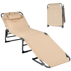 Folding Chaise Lounge Chair Bed Adjustable Outdoor Patio Beach by Costway