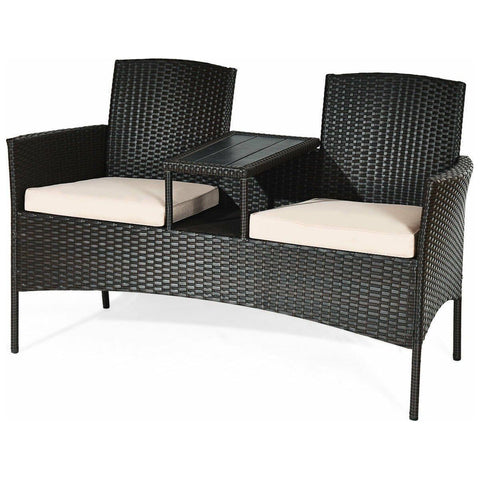 Costway Outdoor Furniture Beige Patio Rattan Conversation Set by Costway 7461759278882 97642380-B Patio Rattan Conversation Set by Costway SKU# 97642380