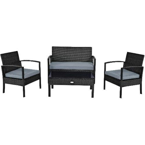 Costway Outdoor Furniture 4 PCS Patio Rattan Cushioned Furniture Set by Costway 4 PCS Patio Rattan Cushioned Furniture Set by Costway SKU# 47132658